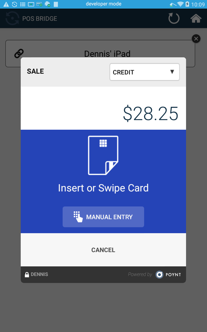 Pos bridge with payment fragment